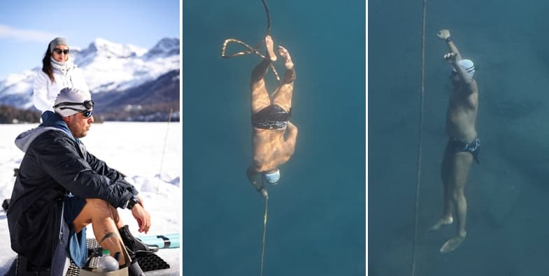 Дайвер погрузился под лед на 56 метров без гидрокостюма и становил рекорд Гиннесса 